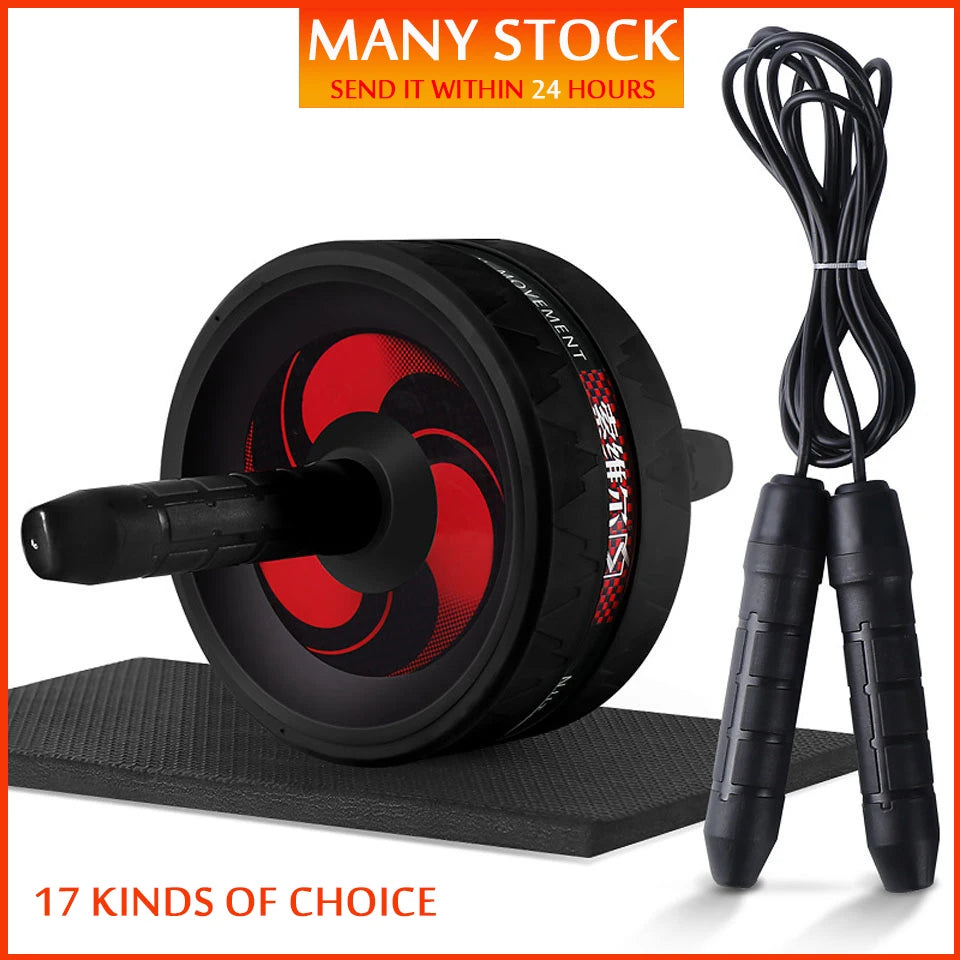 New 2 in 1 Ab Roller&Jump Rope No Noise Abdominal Wheel Ab Roller with Mat