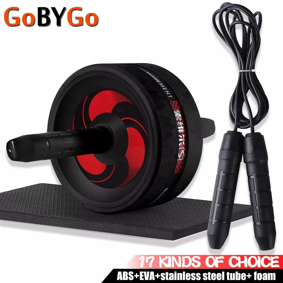 New 2 in 1 Ab Roller&Jump Rope No Noise Abdominal Wheel Ab Roller with Mat